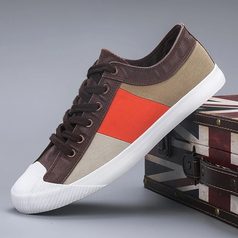Мужская повседневная обувь парусиновая для мужчин Модная брендовая на плоской