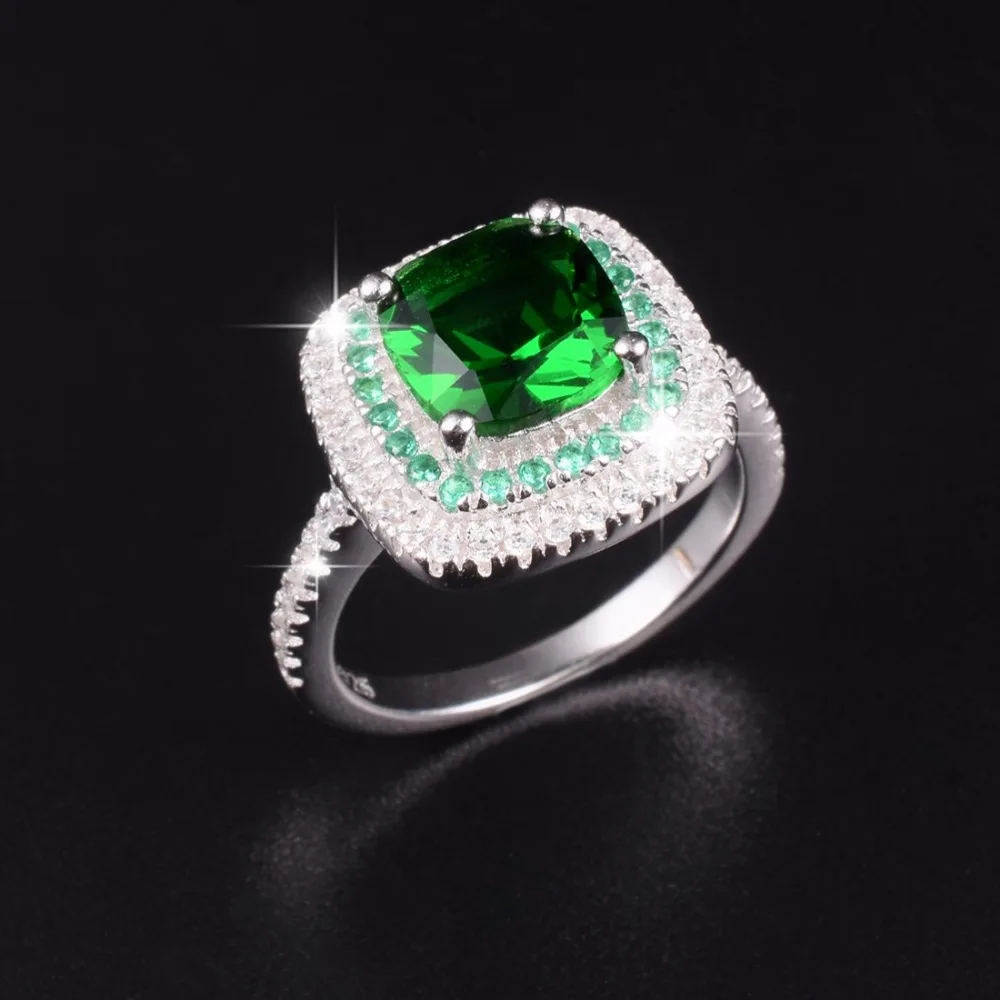 

Promotion!!! Real Solid 100% 925 Sterling Silver Wedding Rings Jewelry for Women natural green gemstone Engagement Ring sz 5-10