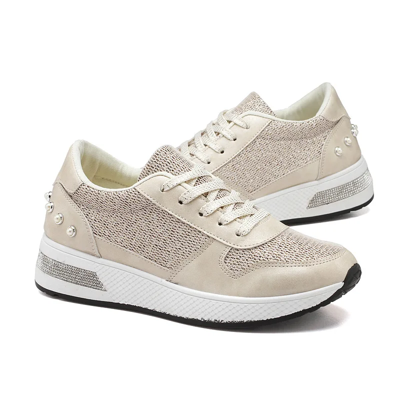 

Women Casual Shoes 2021 Spring Fashion Bling Lace Up Flats Shoes Comfortable Ladies Sneakers Female Vulcanized Shoes