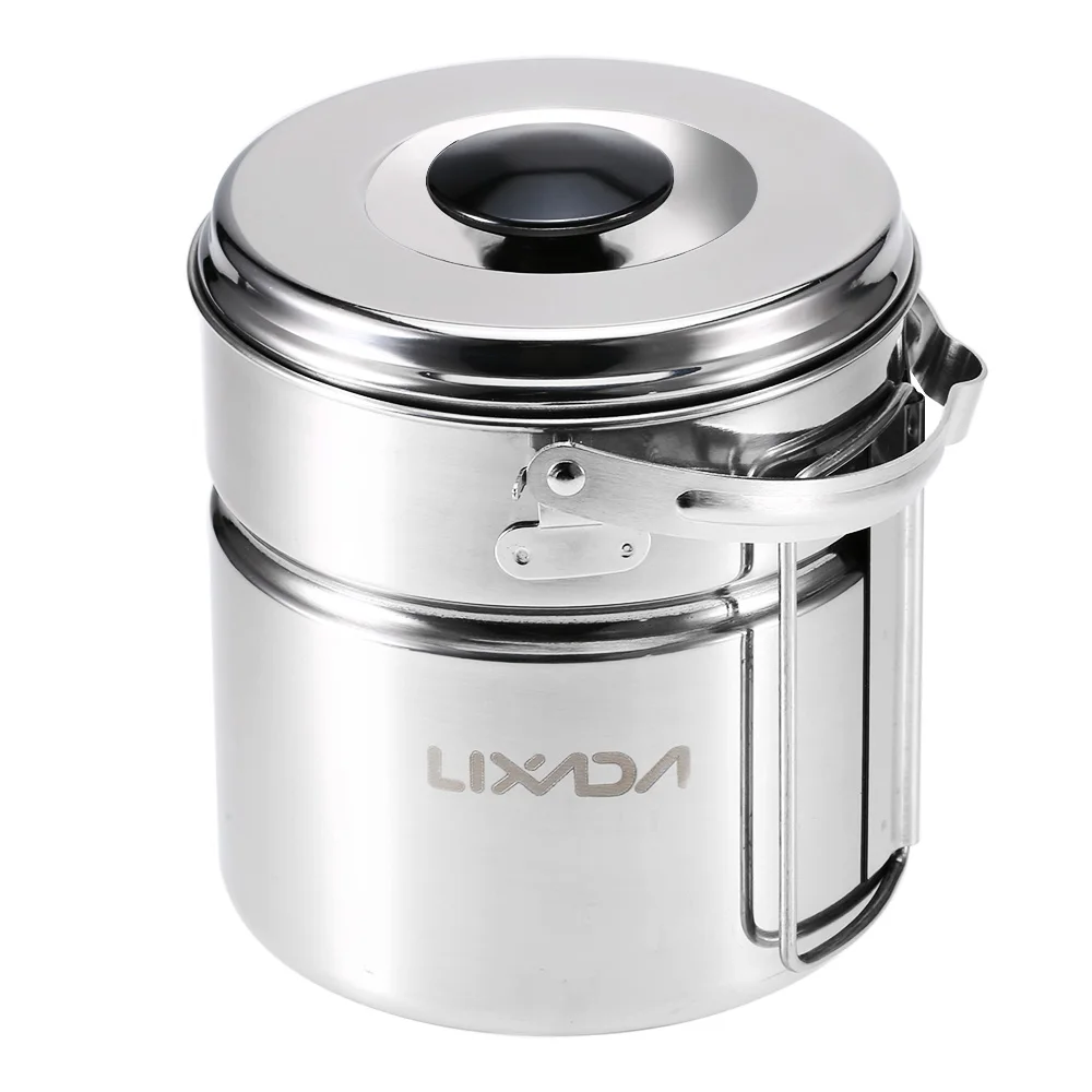 Lixada набор посуды нержавеющей стали походов кемпинга Походов Кемпинга с ручкой из