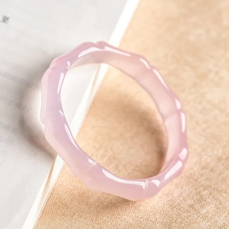 

Natural Pink Bamboo Bangle Charm Jewellery Women's Hand-Carved Bracelet for Women Men Fashion Accessories 52-62mm