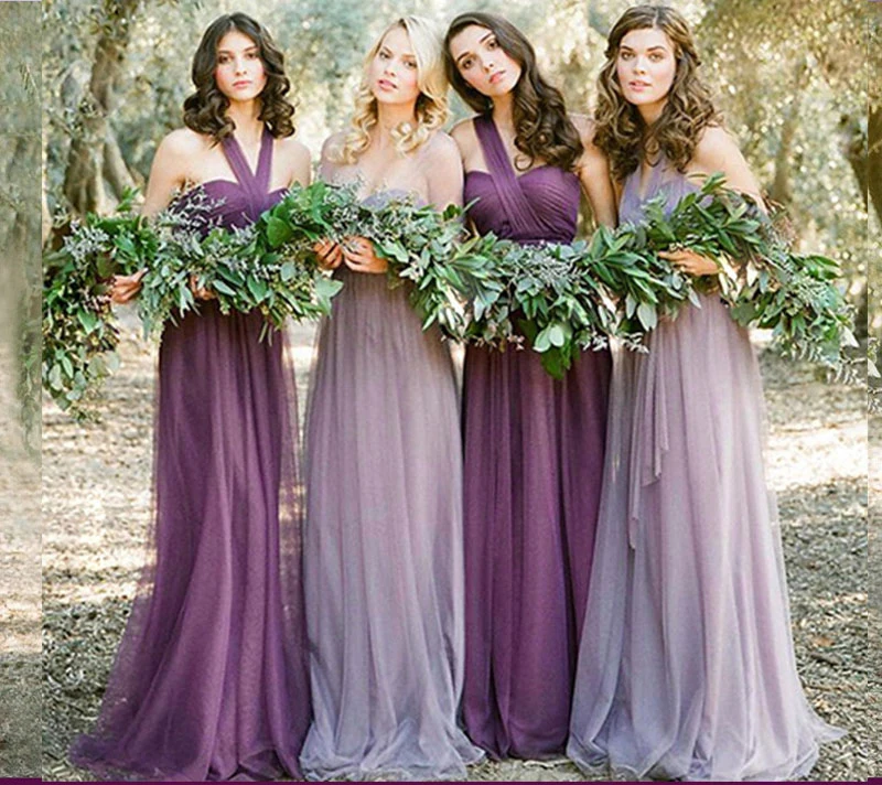 Фатиновое платье подружки невесты Элегантное Длинное простое для гостей