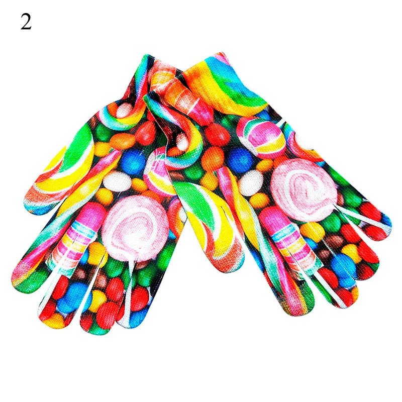 Варежки перчатки для женщин и мужчин теплые трикотажные с 3D принтом сенсорного