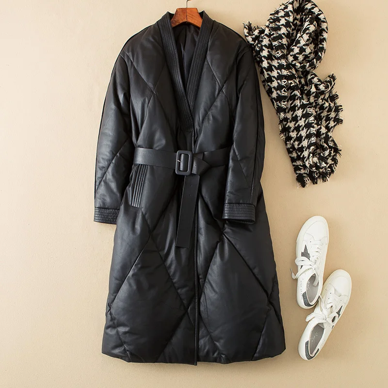 

New Haining sheep skin leather down jacket in winter 2021