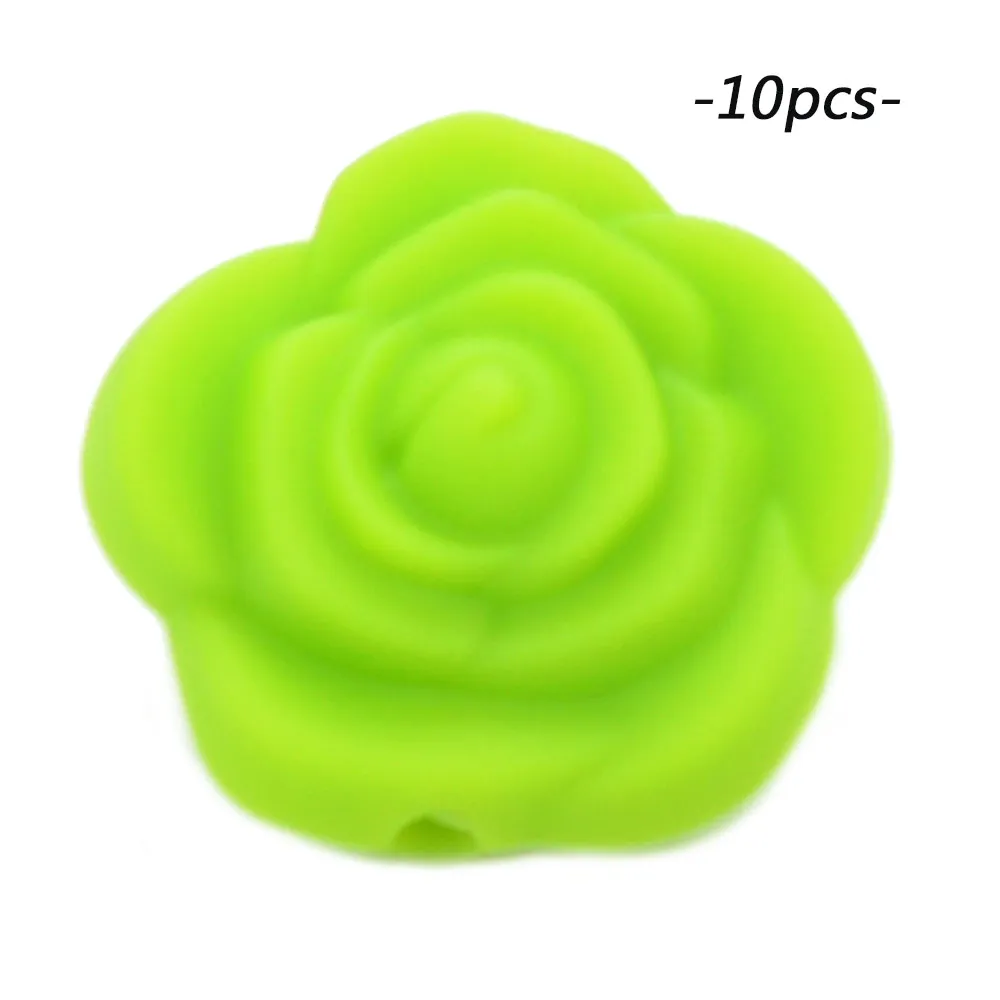 chartreuse LOFCA 10 шт Силиконовые Бусины розы пищевой силиконовый продукт для детей для изготовления ювелирных изделий Детская Соска-подвеска BPA бесплатные игрушки - Цвет: chartreuse