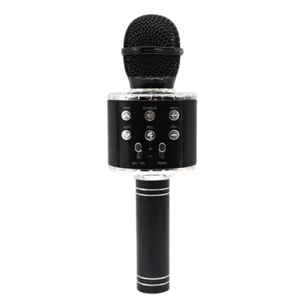 WS 858L караоке Bluetooth микрофон Поддержка записи песни Micro USB порт портативный беспроводной микрофон с мигающими огнями