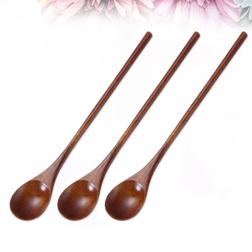 

3 Pieces Eco Friendly Natural Wooden Spoon Set for Eating Mixing Stirring Cooking Coffee Demitasse Tea Dessert