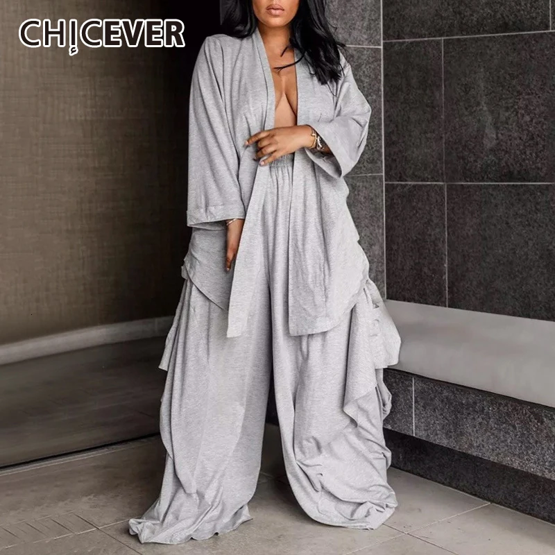 Соблазнительный повседневный комплект CHICEVER из двух предметов женская рубашка с V