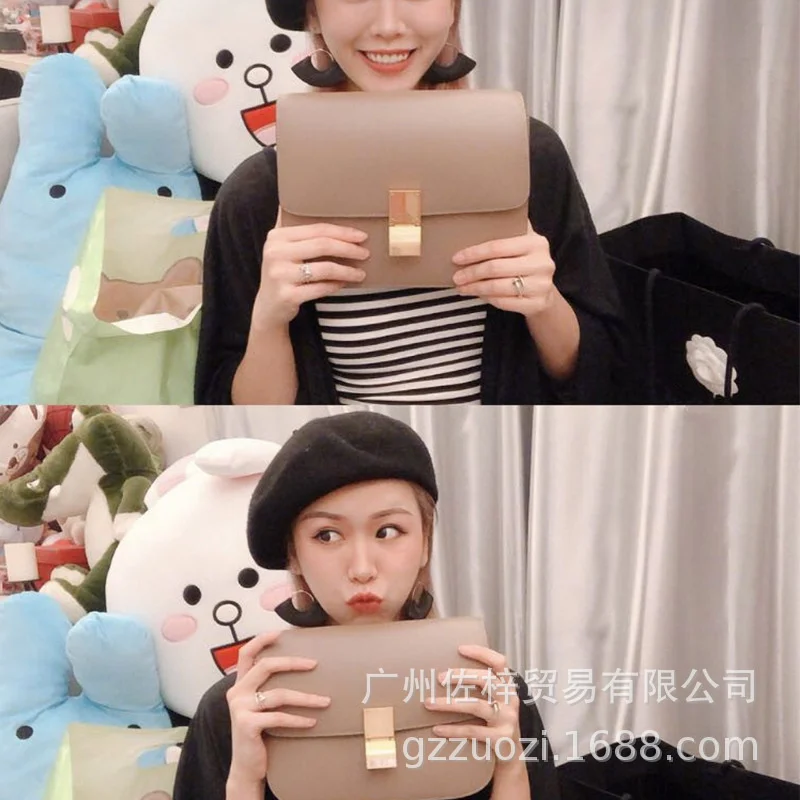 

2021 new water ripple head layer cowhide tofu bag