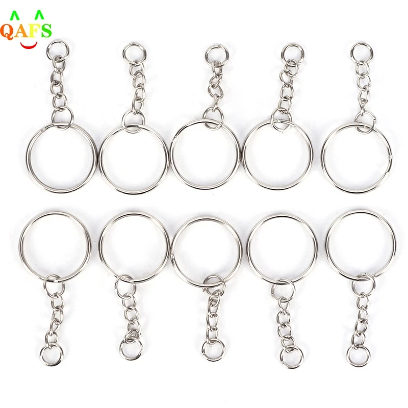 

Брелок для ключей, полированный Серебристый Брелок с разрезом, с коротким кольцом-цепочкой, подходит для женщин и мужчин, аксессуары «сдела...