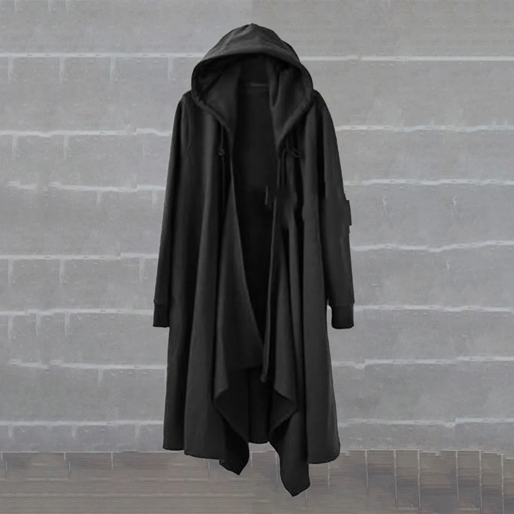 

Gothic Hoodies Spring Autumn Fashion Hipster Creative Designer Chic Hot Sale Loose Irregular Hooded Long Sleeve Cardigan