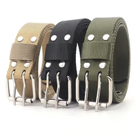 korean version double pin casual canvas belt high quality outdoor military training pants accessories luxury fashion women belt