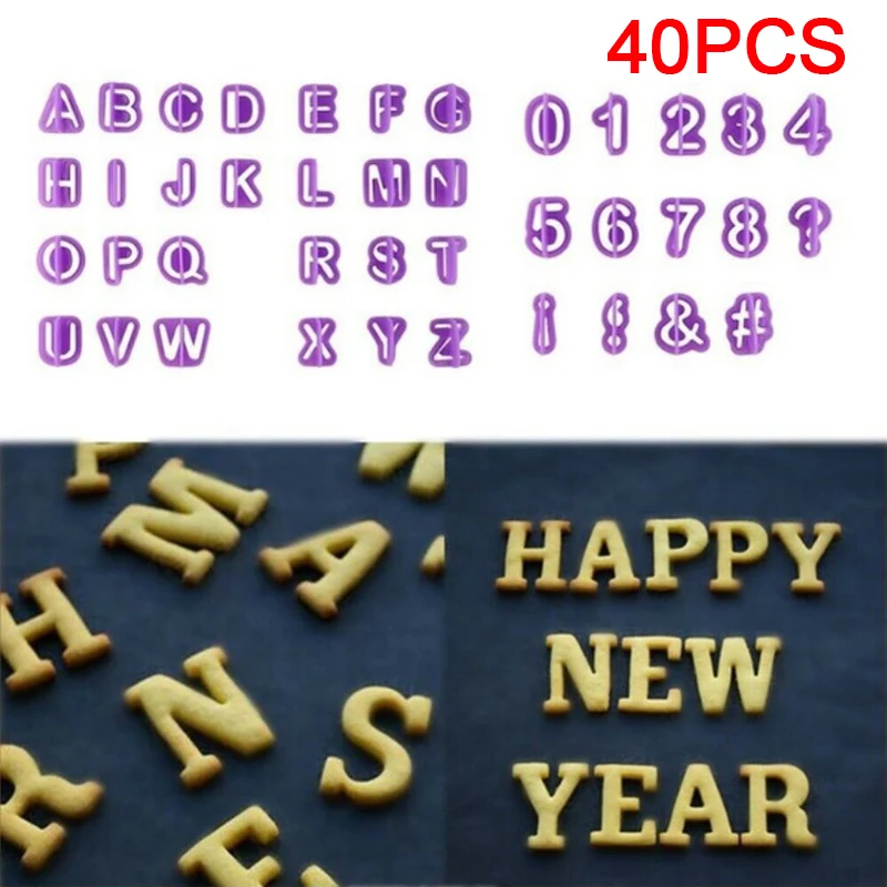 

40 Stacks/set Alphabet Cake Malls Figure Plastic Letter Founder Mould Cookie Cutter Number Cake Form Baking Decoration Tool