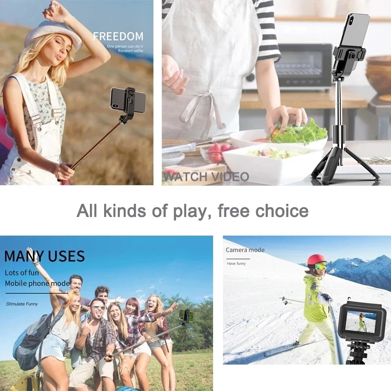 

4 In1 Bluetooth Wireless Selfie Stick Tripod Foldable & Monopods Universal for Smartphones and Sports Action Cameras
