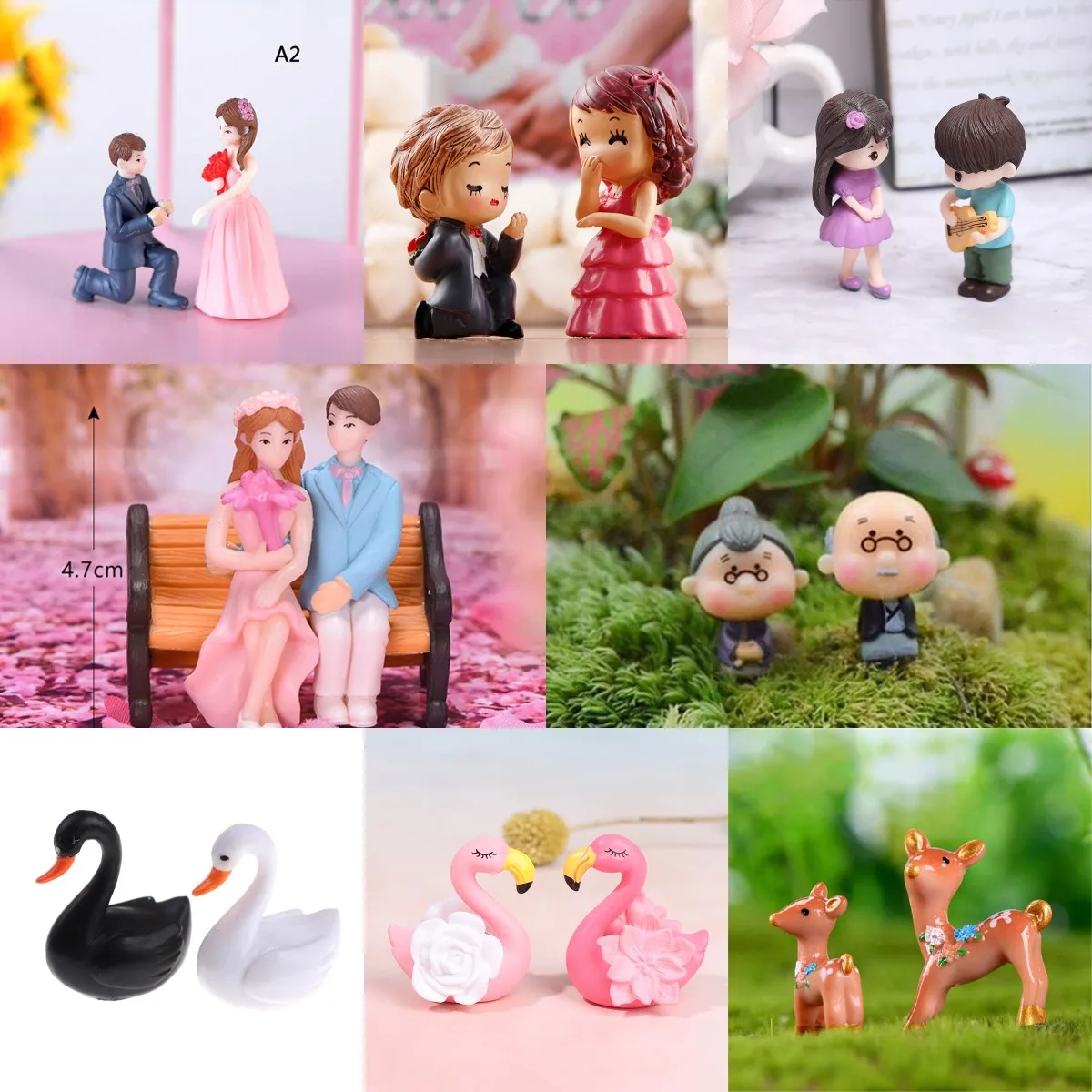 Миниатюрные парные животные для влюбленных дом дерево фея сад миниатюры DIY микро