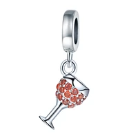 xiaojing 925 sterling silver fashion red zirconia wine glass bead charms for women fit original pandora bracelet jewelry making