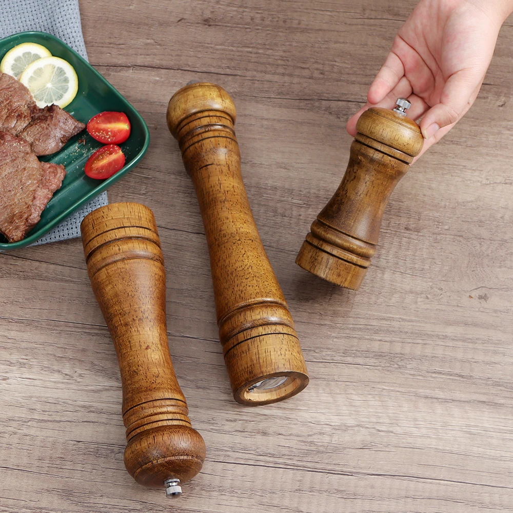 wood pepper grinder and salt spices tool manual acrylic grind gadgets kitchen mill adjustable grinders ceramic design shaker free global shipping