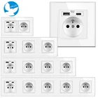 USB Type C 2.1A Быстрая зарядка французская розетка из прозрачного стекла белая 2-5 комбинированная мульти-рамка французская Pop розетка стандарта