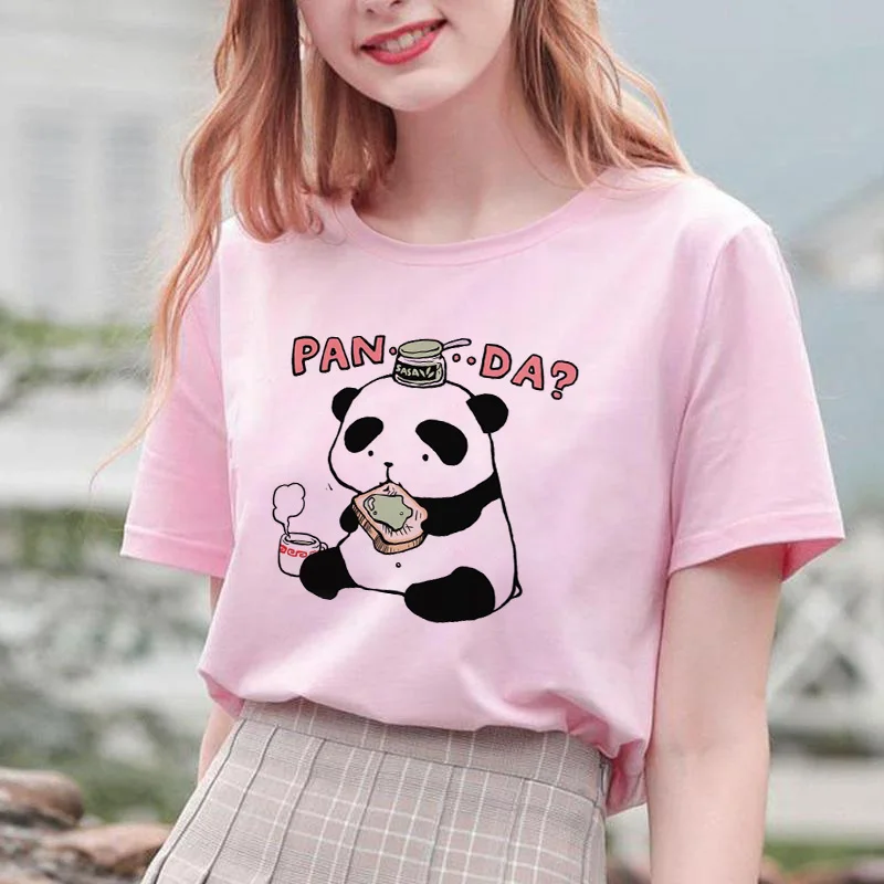 Kawaii милый мультфильм панда принт модные летние футболки женская одежда Harajuku Ullzang