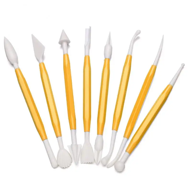 8Pcs/set Fondant Flower Carving Pen Cake Decoration Carved Group Shaping Modelling Craft Sugar Engraving Tools |