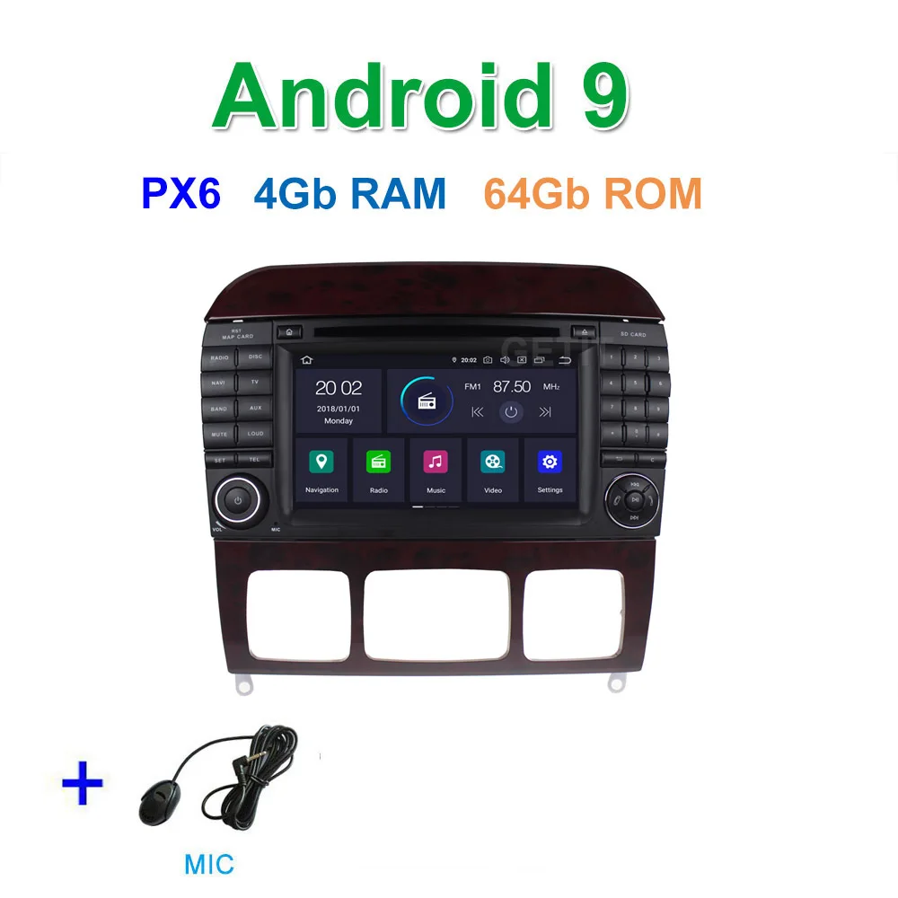 PX6 4G-RAM 64G-ROM DSP 64G PX6 Android 9 Автомобильный DVD стерео радиоплеер gps для Mercedes Benz S Class W215 W220 S320 S400 S420 S430 S280 S350 - Цвет: PX6 4G-RAM 64G-ROM