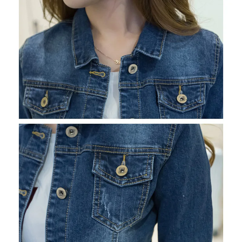 

Denim Jacket Women's 2021 Spring Autumn Models Korean Fashion Slim Short Casual Jackets Long Sleeve Outer Wear Woman