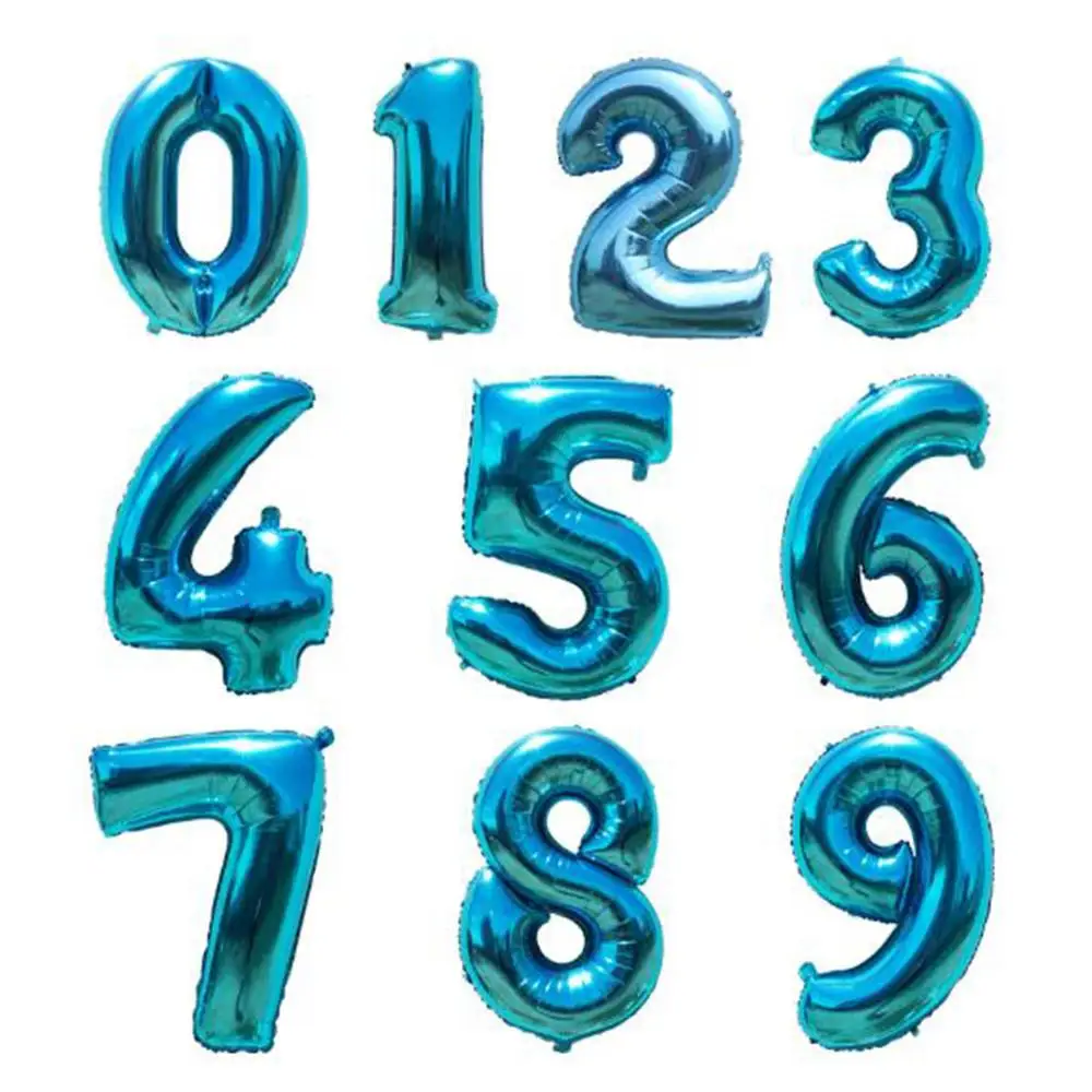 Blue 4" большое количество алюминиевых фольгированных шаров от 0 до 9 Количество гелиевый Майларовый воздушные шары детская игрушка в ванную День рождения Свадебная вечеринка - Цвет: Blue