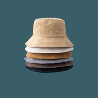 2020 new corduroy bucket hats women casual fisherman hat men autumn winter warm basin hat plain shade cap panama solid 12 color