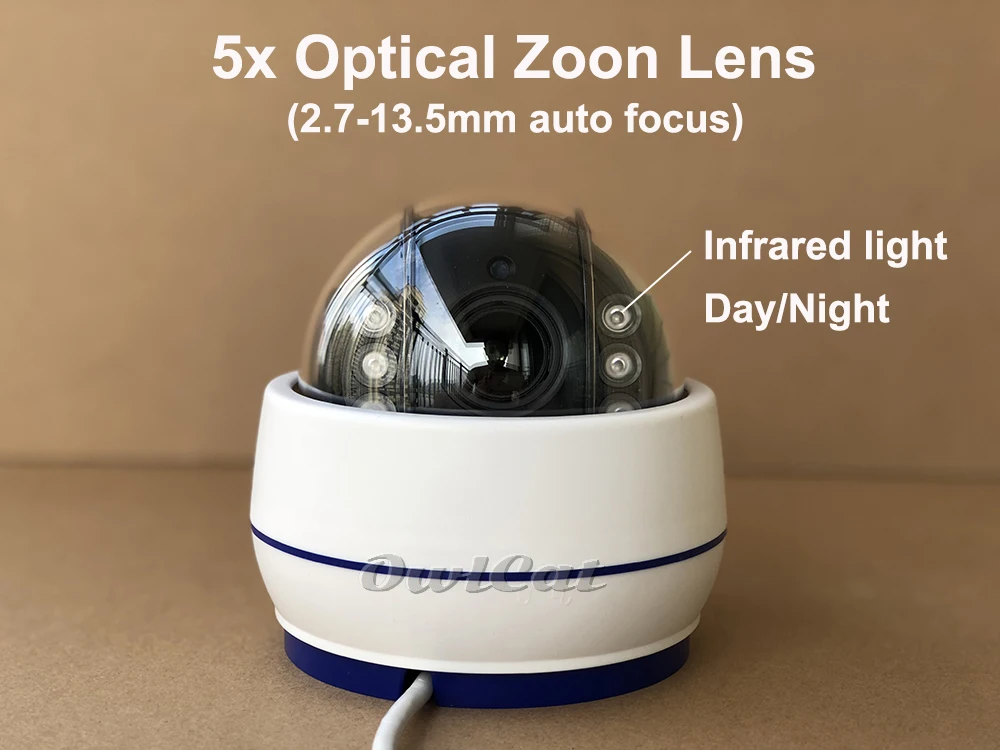 OwlCat Крытая купольная IP камера wifi 1080P 2MP 5MP HD 5x оптический зум PTZ Аудио Микрофон Беспроводная сетевая камера видеонаблюдения