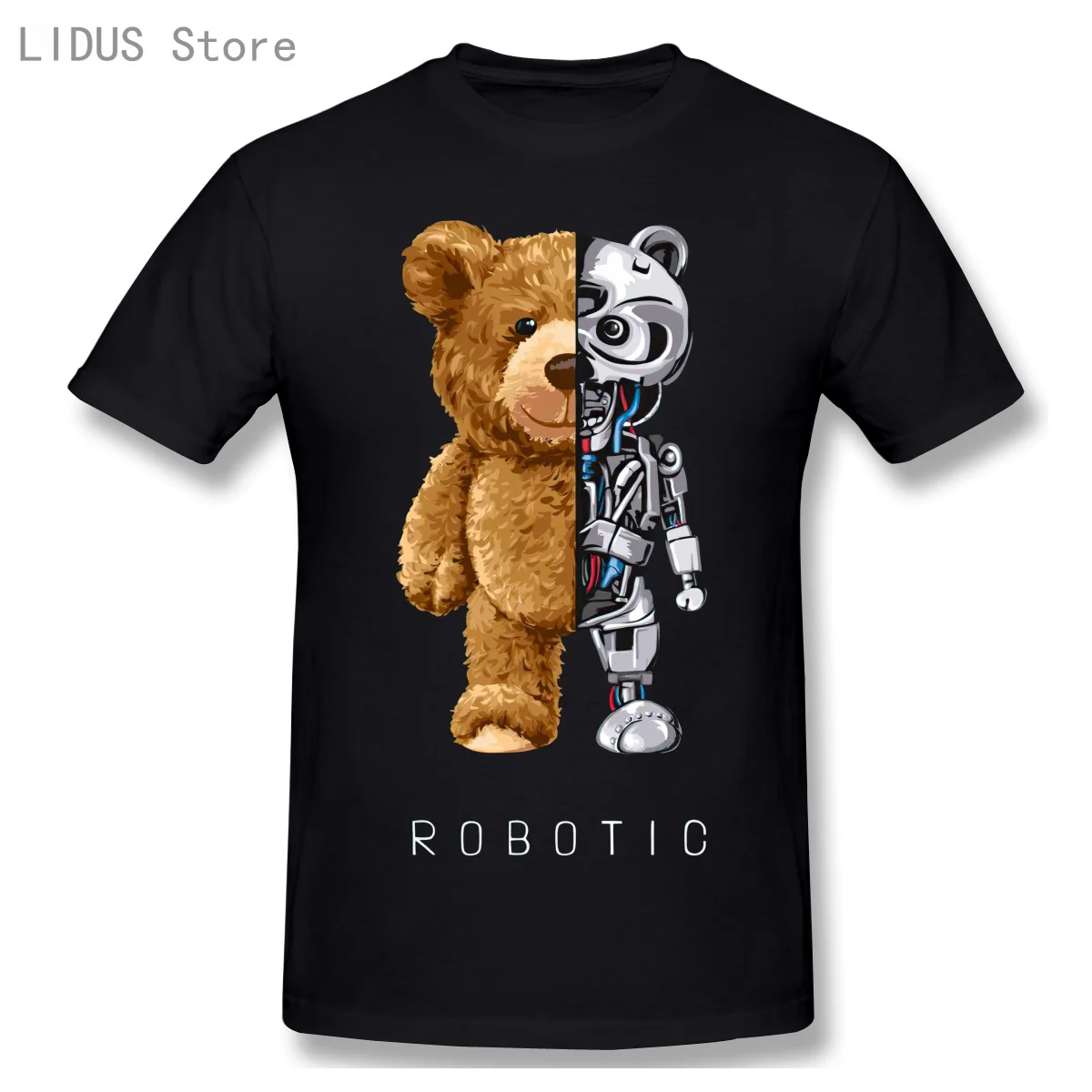 

2021 New Funny Teddy Bear, Robot Bear T shirt Robotic Bear Tshirts Casual Clothes Men Fashion Clothing Cotton T-Shirt Tee Top