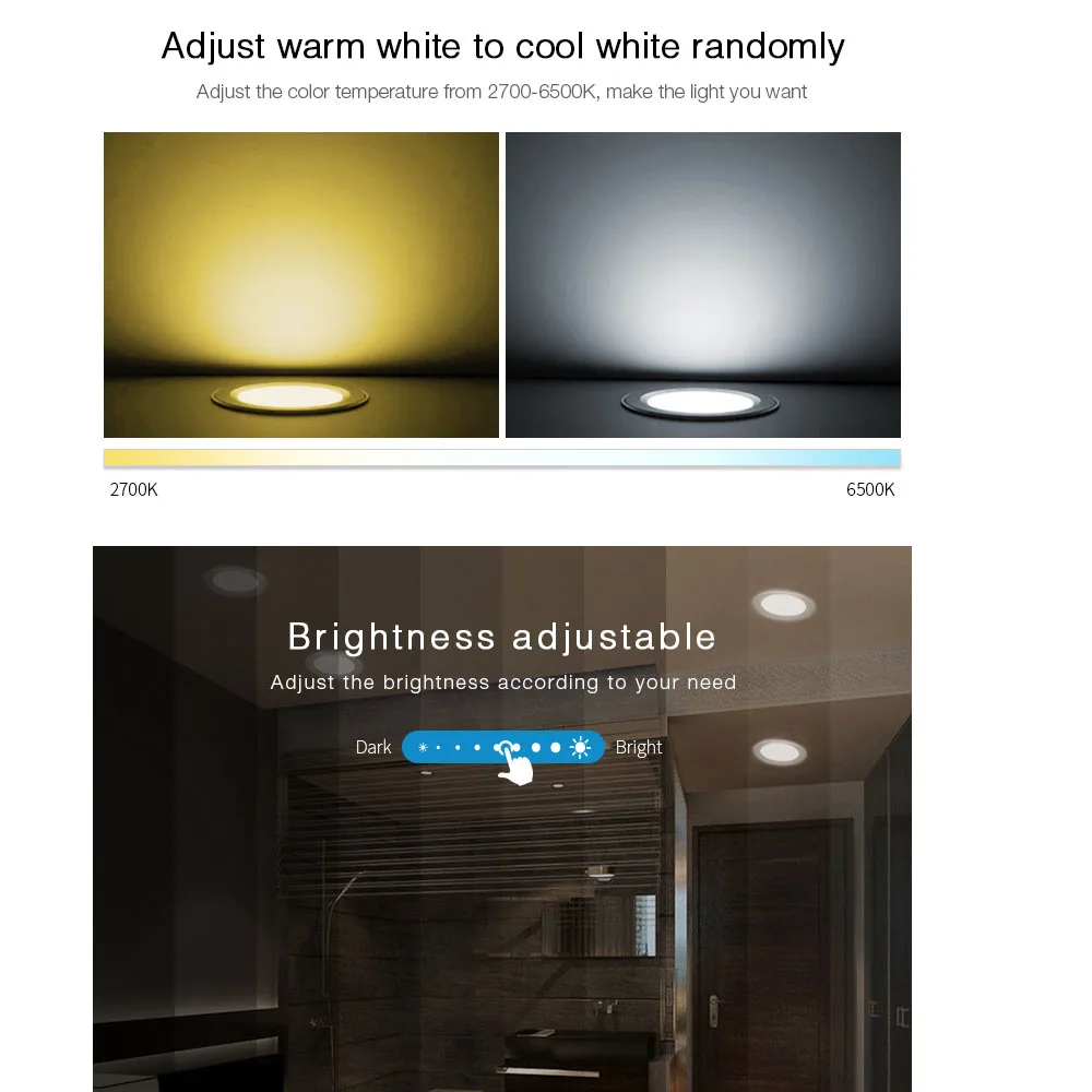 

Miboxer FUT065 18W RGB+CCT Round LED Downlight AC 100V 220V Brightness adjustable LED Ceiling Spotlight