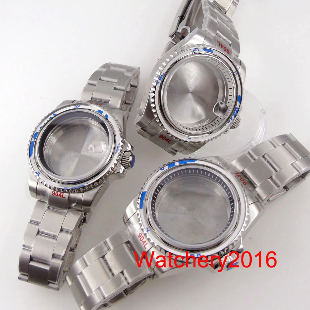 40MM Watch Case Cyclops Date Magnification Sapphire Glass Fit NH35  Movement Steel Strap