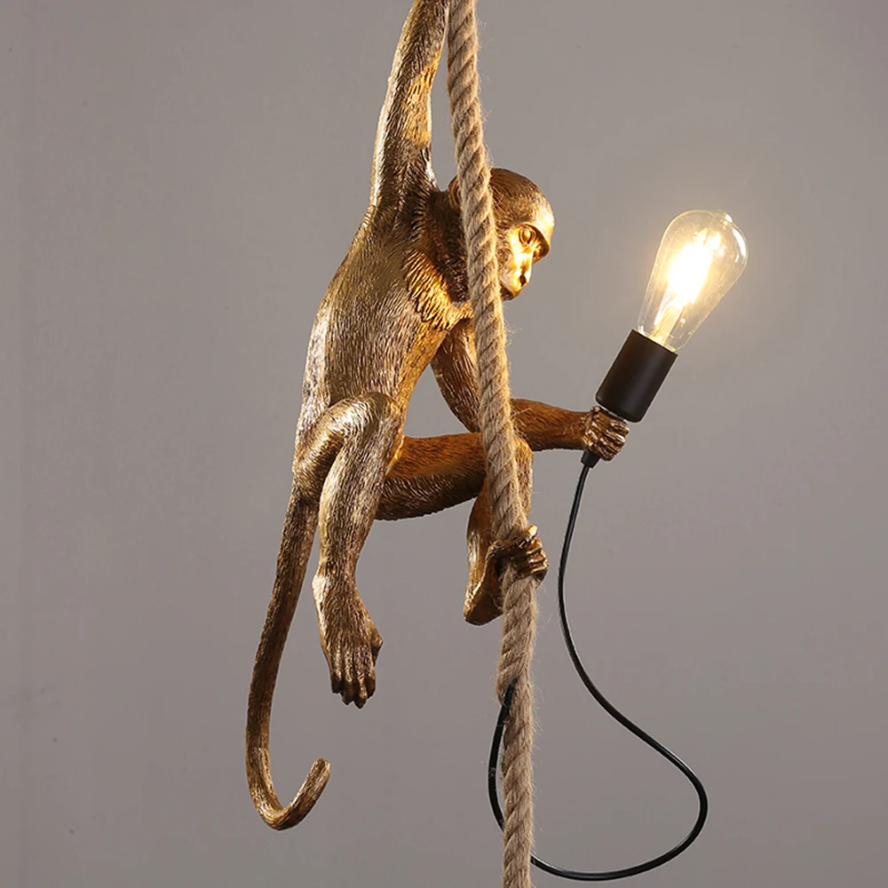 

Monkey Lamp Led Pendant Lights Suspension Nordic Art Indoor Kitchen Hanging Lamps Living Room Lighting Coffee Store Pendant Lamp