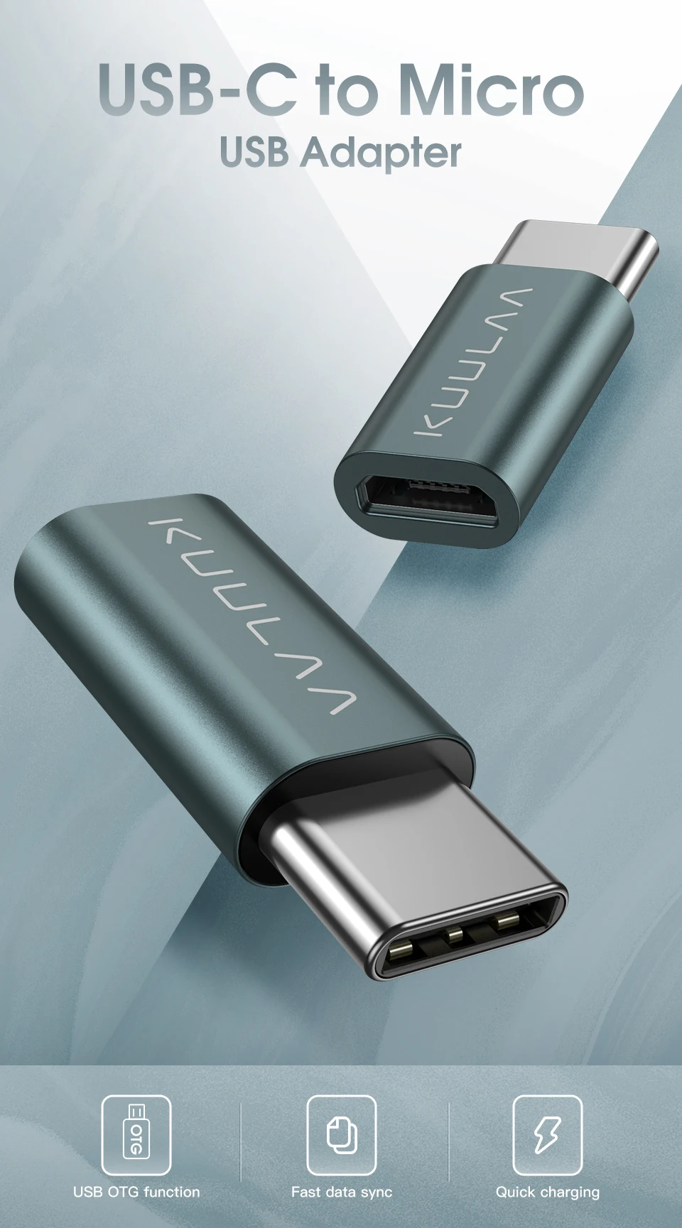 KUULAA USB C адаптер типа OTG C на кабель зарядного устройства микро-usb конвертер для Macbook Pro samsung Galaxy S10 S9 huawei type-C USB OTG