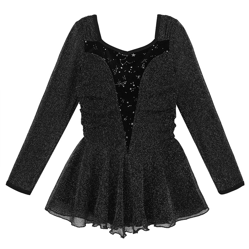 Детский Блестящий танцевальный костюм TiaoBug для девочек с длинными рукавами и