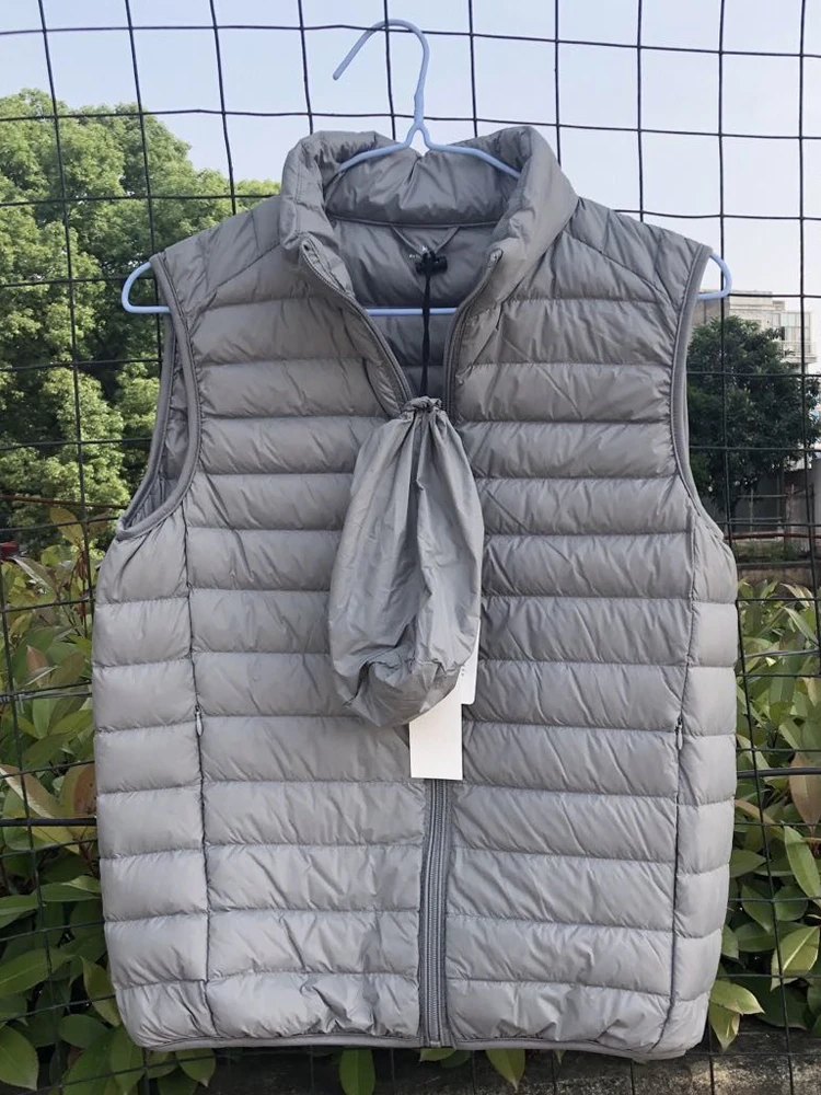 

Autumn Winter New Men White Duck Down Vest Ultralight Sleeveless Vest Jacket Fashion Stand Collar Men Large Size Loose Vest