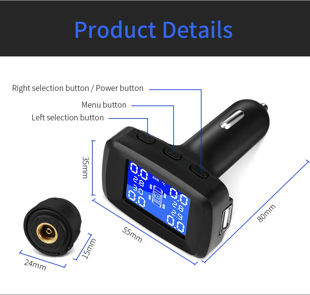 Умная Беспроводная TPMS автомобильная система контроля давления в шинах 4 внешних