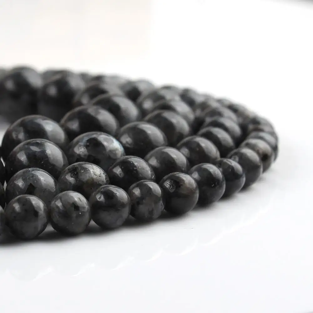 Натуральный Камень Черный Лабрадорит бусины Круглые свободные для изготовления