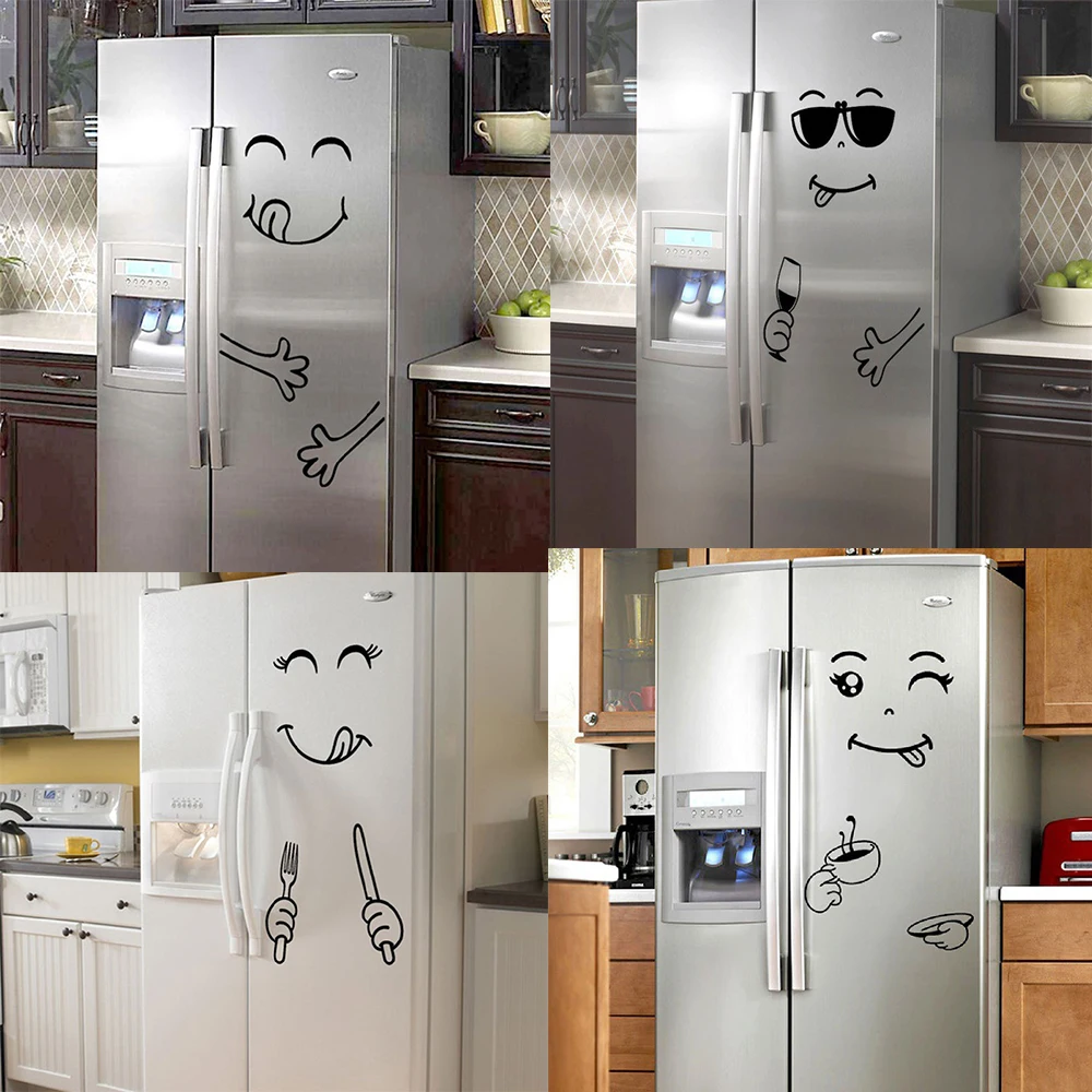 Симпатичные настенные Стикеры с изображением смайлика 4 стиля для кухни наклейки