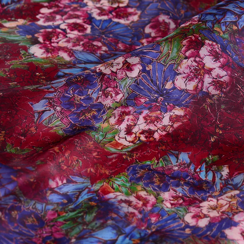 

Feast of flowers silk ogen satin digital printing silk fabric silk fabric mulberry silk garment