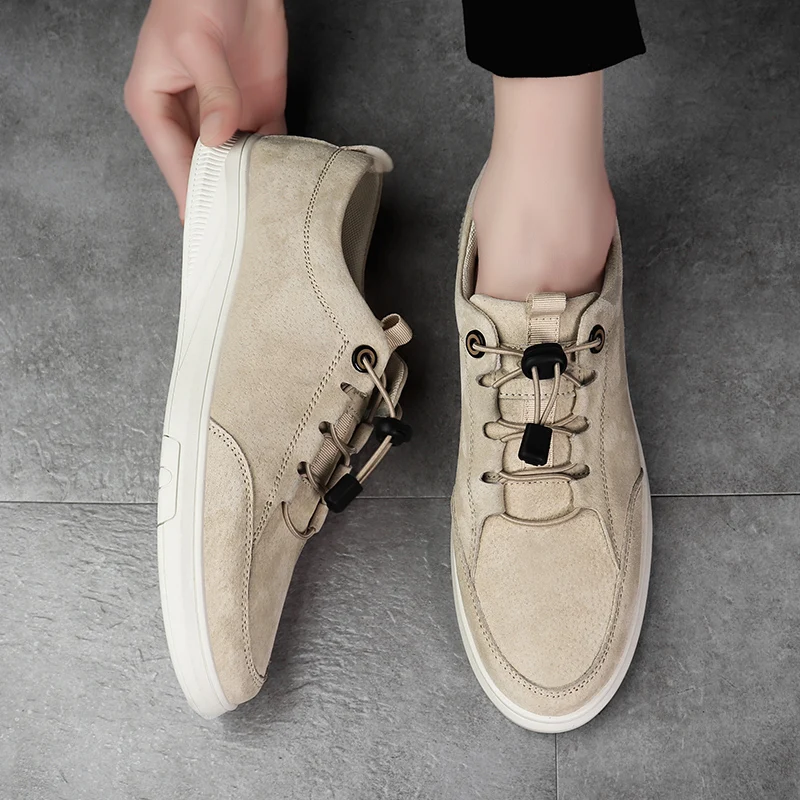 Мужские кожаные кроссовки повседневная обувь из замши прогулочная для отдыха