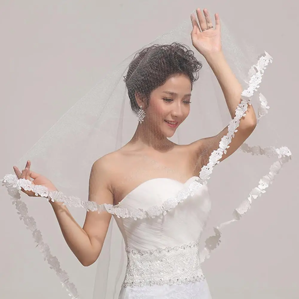 Свадебная фата 1 5 м однослойная кружевная свадебная короткие свадебные