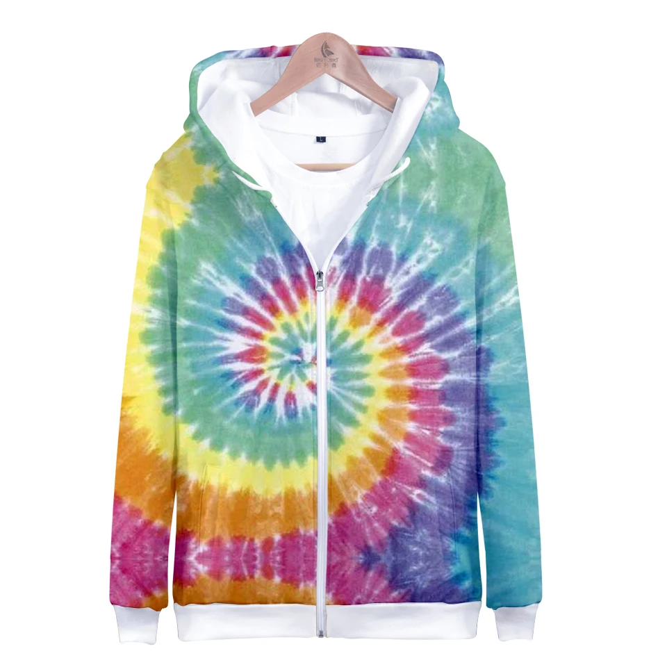 

European and American long sleeve tie dyed Hoodie 3D Funy Tie Dye Hoodie Men/Women Colorful Tie Dye Hoodies Zip Up Brand Design