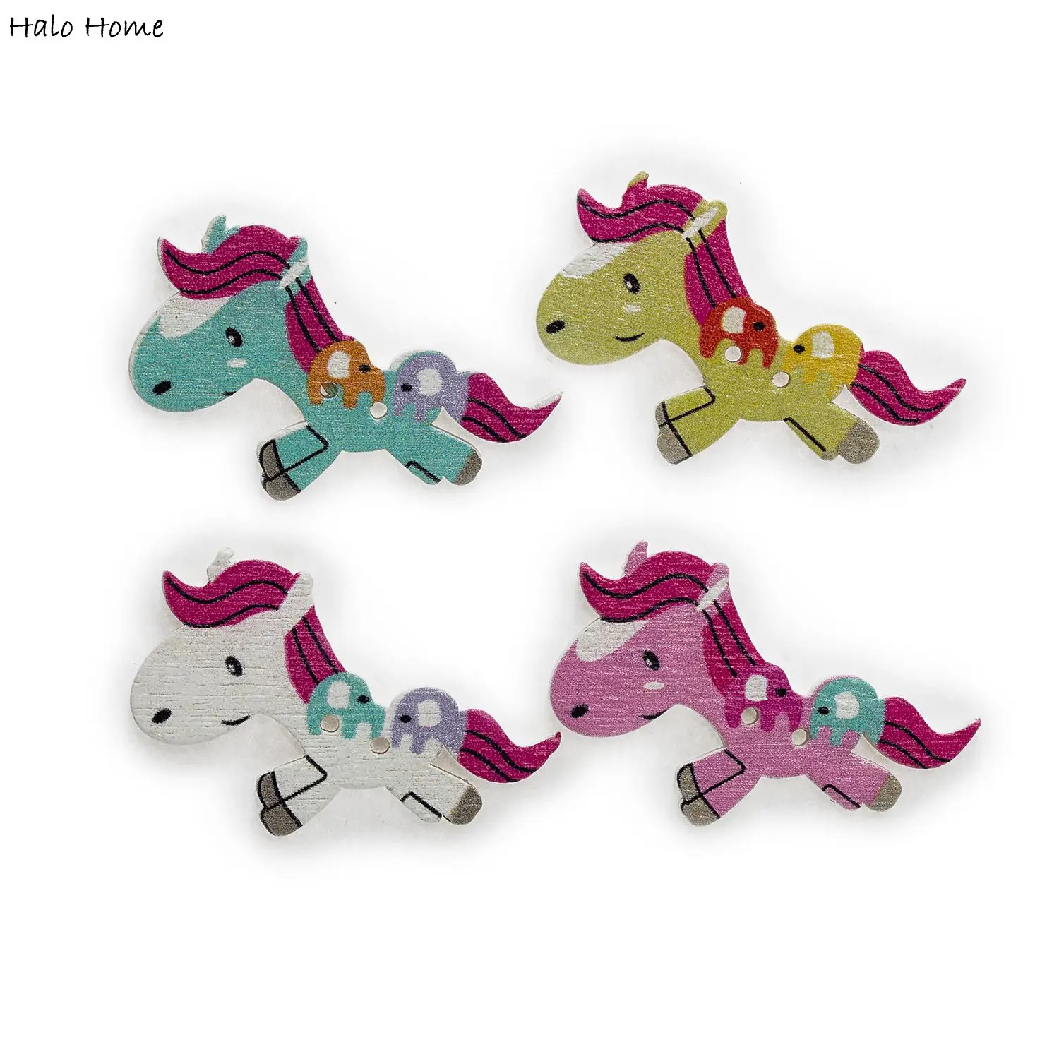 30 шт. Лошадь Единорога из мультфильма серии с деревянными пуговицами пошитые