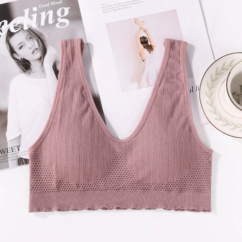 Хлопковая спортивная майка бюстгальтер Женский бесшовный для тренажерного зала