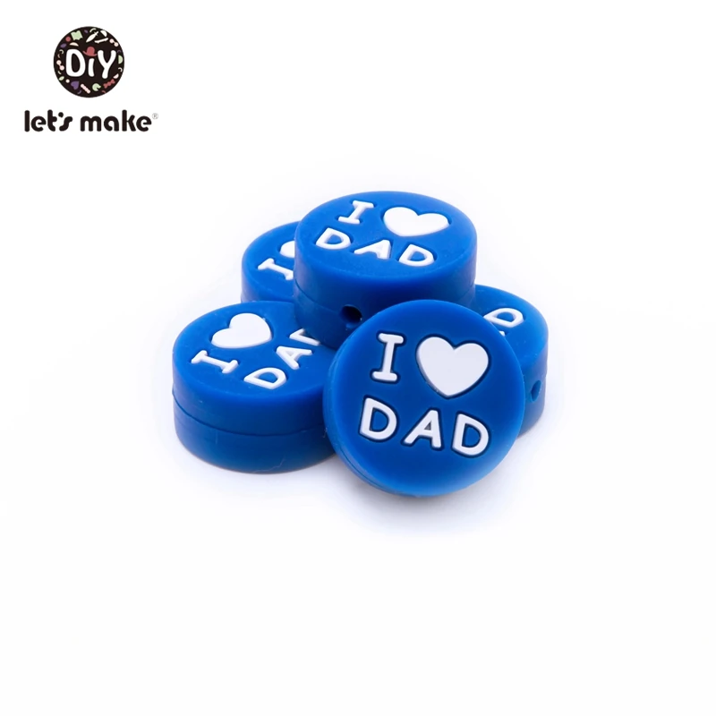 Blue dad Давайте сделаем силиконовые бусины "I Love Mom", прорезыватели для зубов для детской Соска с зубами, клипсы для изготовления пищевых 3 шт., силиконовые прорезыватели - Цвет: Blue dad