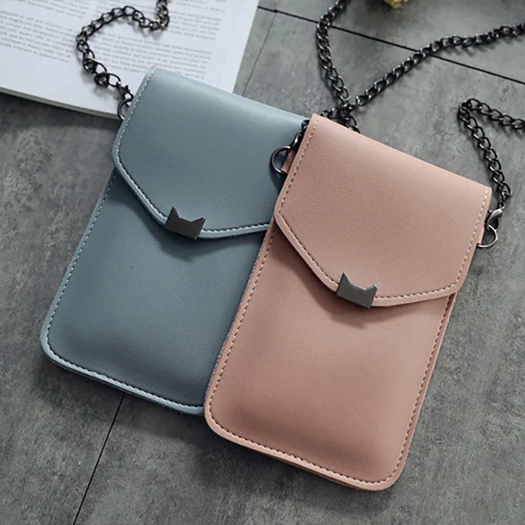 Прозрачная Ретро сумка с кошачьими ушками для сенсорного экрана простая женская