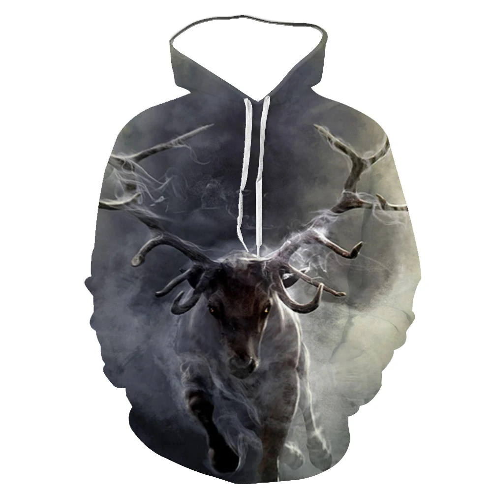 

New Animal Deer Series Spring and Autumn Long Sleeve Comfortable Round Neck Top 3D Digital Print Hoodie