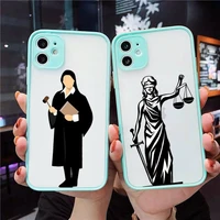 law student lawyer judge accessories phone case for iphone 13 12 11 mini pro xr xs max 7 8 plus x matte transparent blue back