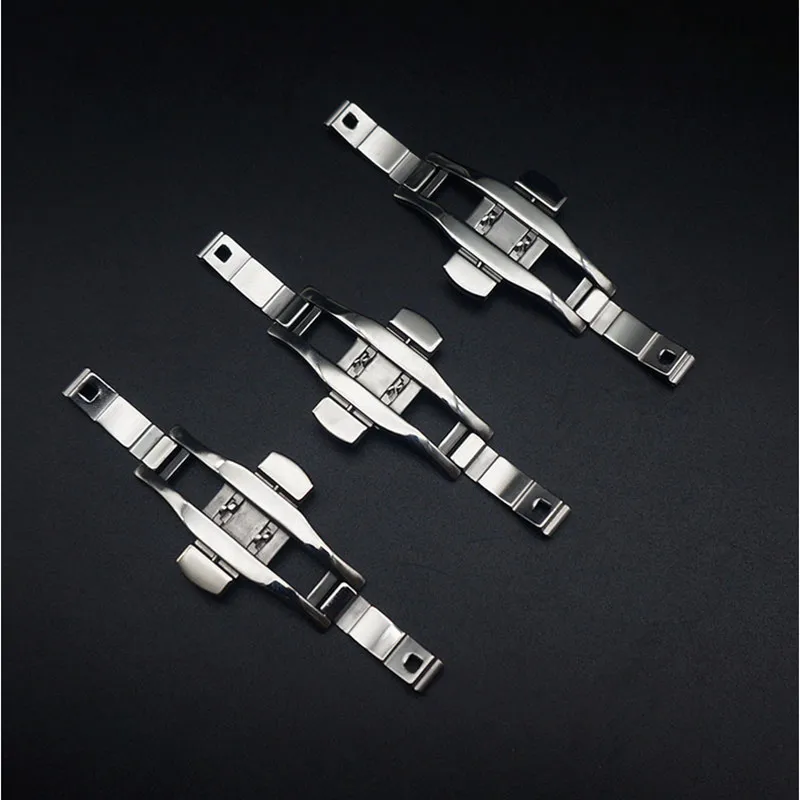Wholesale 10PCS/lot Stainless steel Double Push Button Butterfly Clasp Buckle watch buckle watch part new 4 colors available